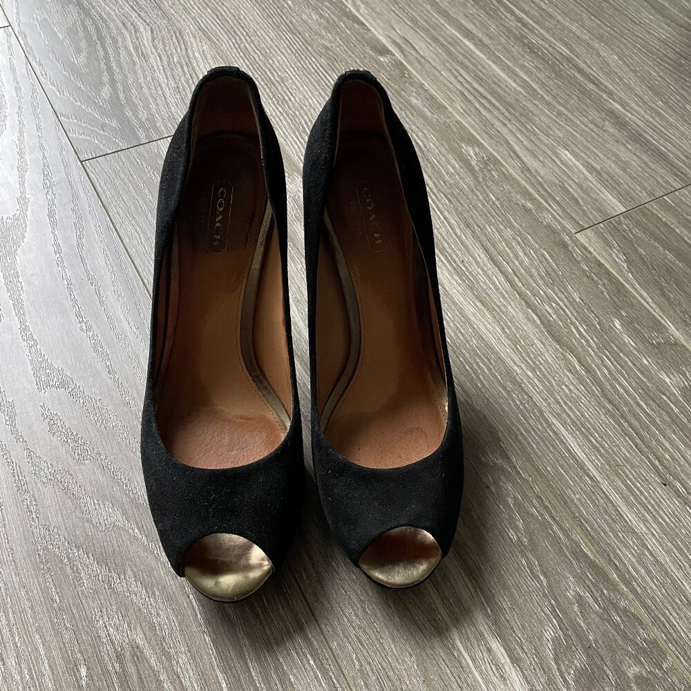 Coach – Suede Peeptoe Stiletto Heels